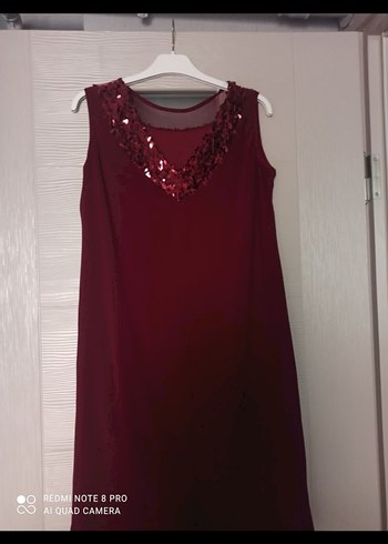 Bordo Payetli Mini Abiye Elbise - Görsel 2