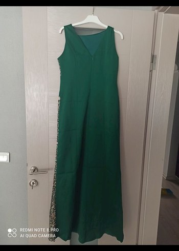 Yeşil Straplez Uzun Drapeli Abiye Elbise - Görsel 2