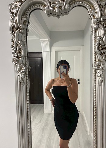 Siyah askılı mini elbise - Görsel 2