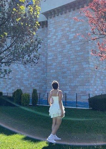 Beyaz Gotik Straplez Prenses elbise - Görsel 2