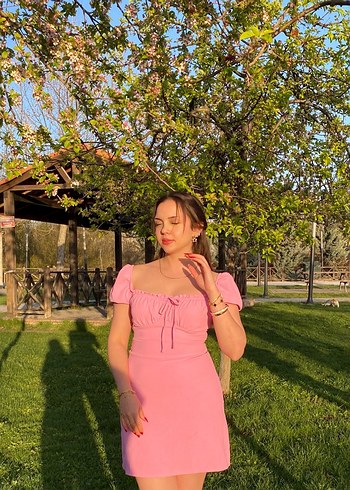 Pembe Mini Straplez Kadın Elbise - Görsel 2
