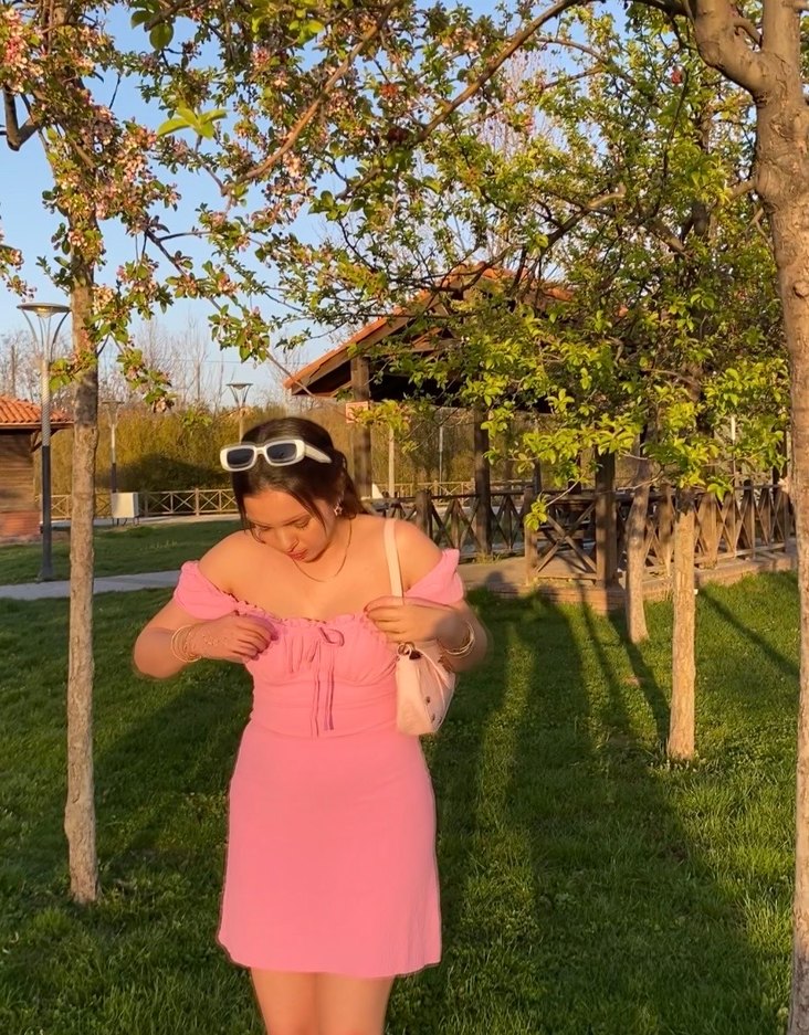 Pembe Mini Straplez Kadın Elbise - Görsel 3