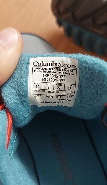 27 Beden turkuaz Renk Columbia bot