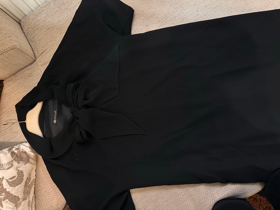 Siyah Midi Boy diz üstü büyük beden elbise, - Görsel 3