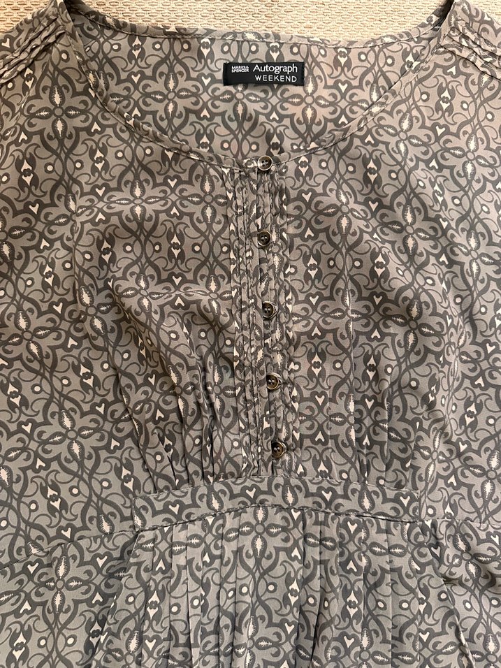 Gri Bohem Uzun Kollu Yuvarlak yaka Dizlerde büyük beden elbise - Görsel 3