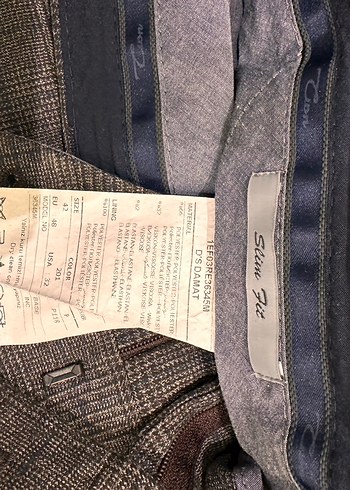 DS Lacivert çizgili Kahverengi Erkek Yün karışmlı Kumaş Pantolon - Görsel 2