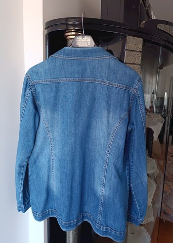 Düğmeli Mavi Kadın Denim Ceket - Görsel 3