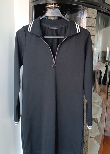 Siyah Mini Boy Fermuarlı Uzun Kollu Elbise - Görsel 2