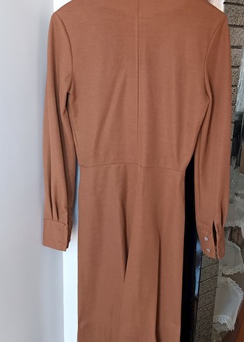 Kahverengi Uzun Kollu Kadın Elbise - Görsel 3