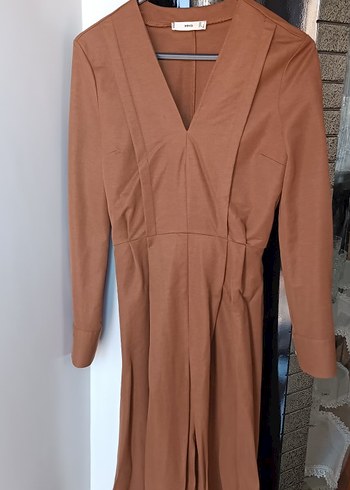 Kahverengi Uzun Kollu Kadın Elbise - Görsel 2