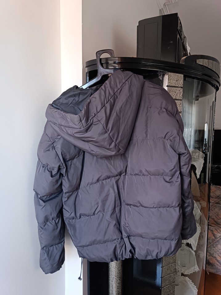 Gri Kadın Şişme Mont - Görsel 2