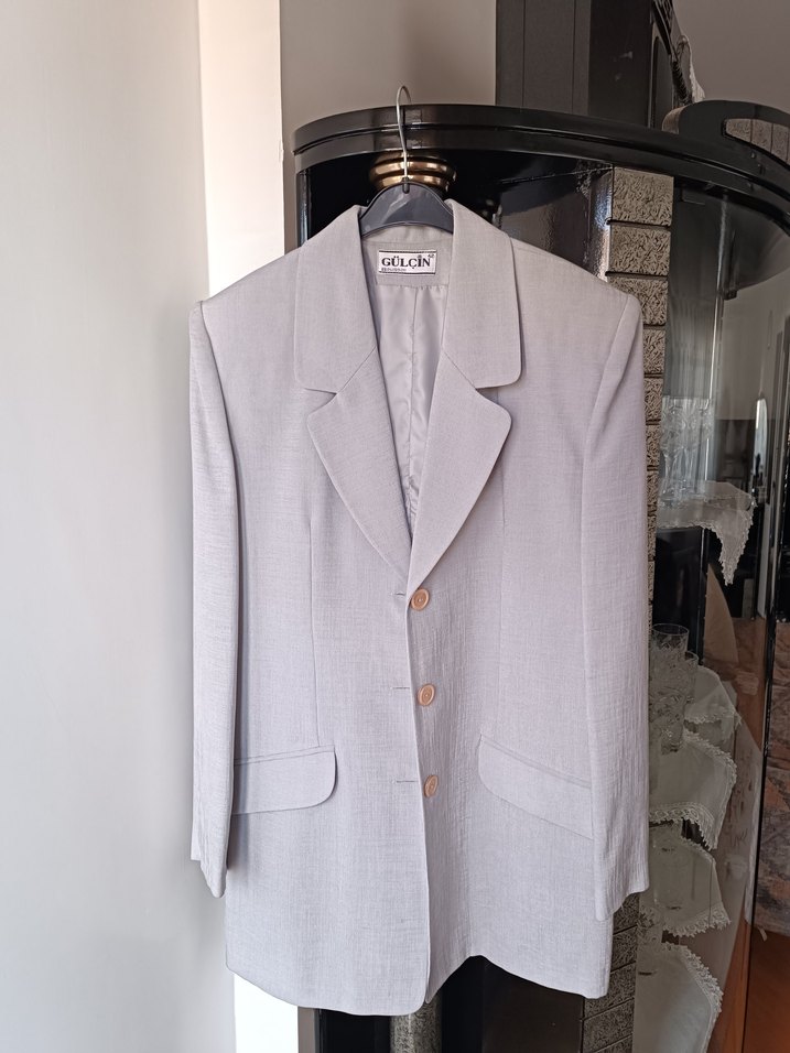 Kadın Beyaz Keten Uzun Elbise ve Ceketi - Görsel 2