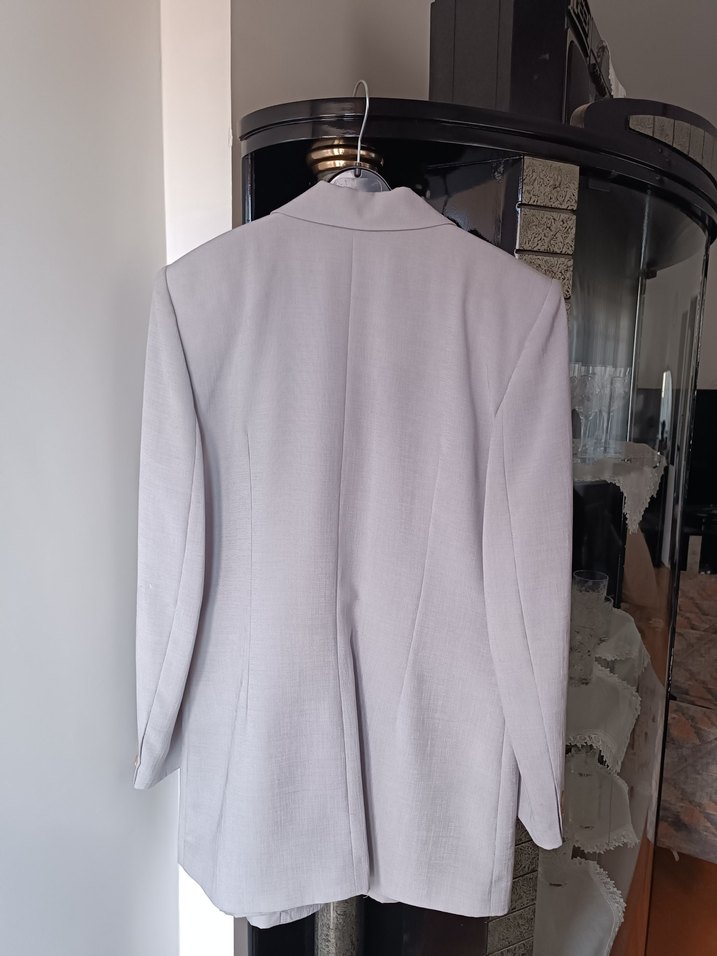 Kadın Beyaz Keten Uzun Elbise ve Ceketi - Görsel 3