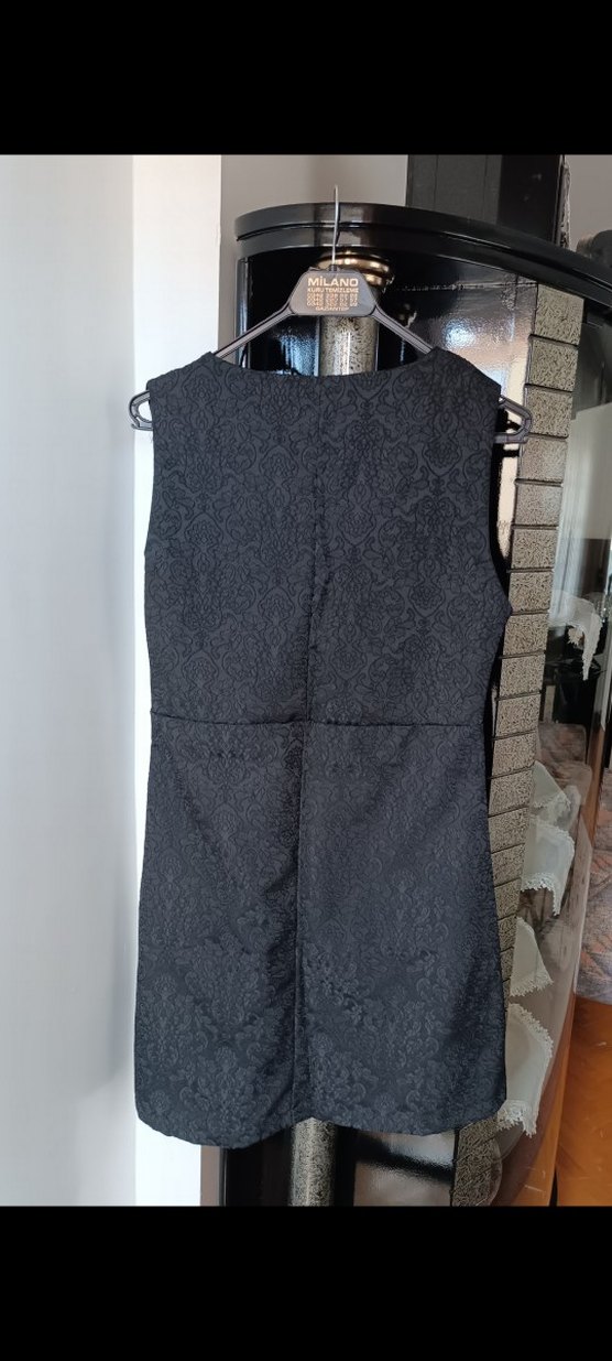 Siyah V Yaka Mini Elbise - Görsel 2