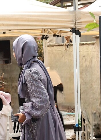 Taşlı tesettür abiye - Görsel 3