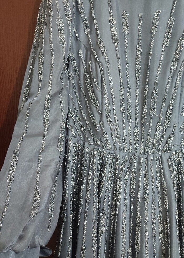 Taşlı tesettür abiye - Görsel 5