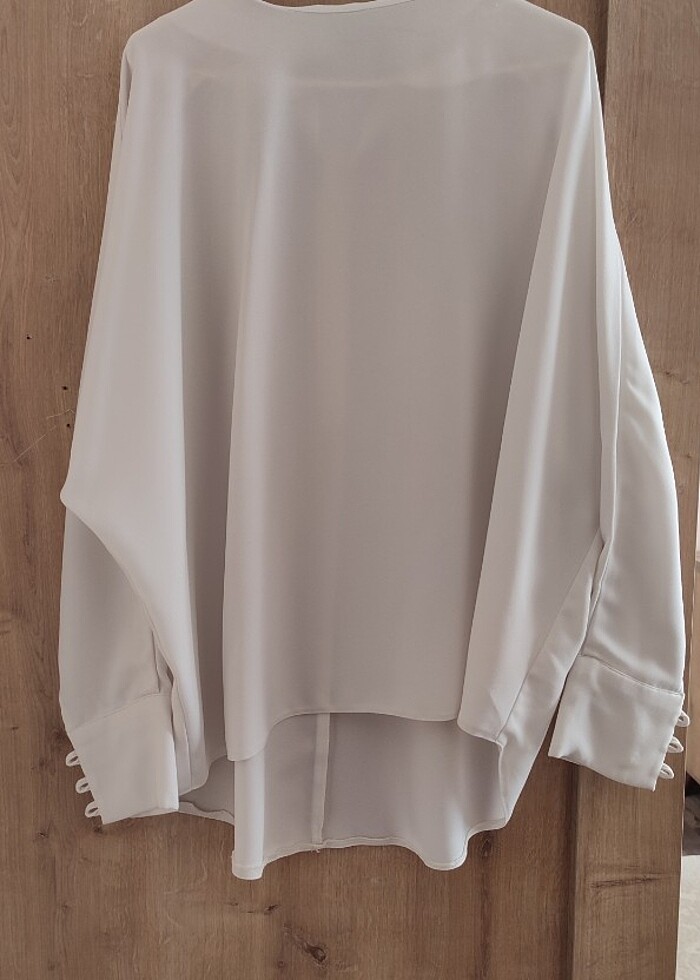 Yarasa kol krep bluz - Görsel 4