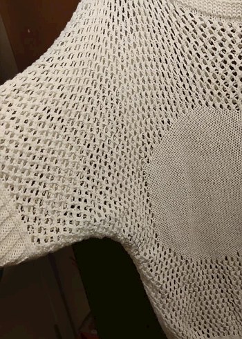 Beyaz Fileli Salaş Triko Kazak - Görsel 2