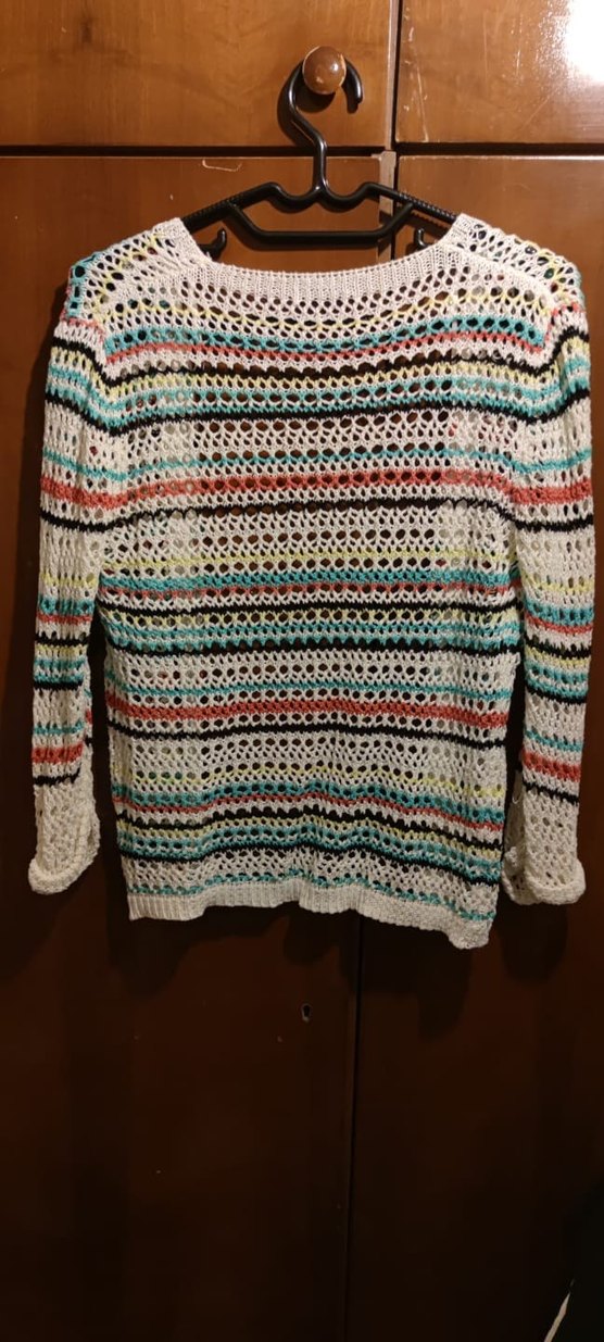 Çok Renkli Fileli Triko Hırka - Görsel 2