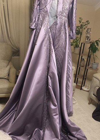 Uzun Kollu Mor İşlemeli nişanlık tarlatanli - Görsel 2