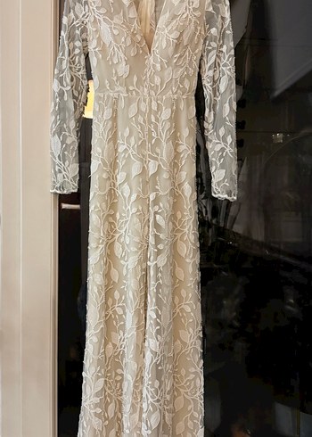 Zeynep Erdoğan imzalı Dantel Gelinlik Tulum - tamame el işlemesi - Görsel 2