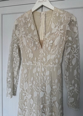 Zeynep Erdoğan imzalı Dantel Gelinlik Tulum - tamame el işlemesi - Görsel 5