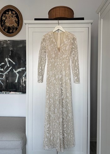 Zeynep Erdoğan imzalı Dantel Gelinlik Tulum - tamame el işlemesi - Görsel 6