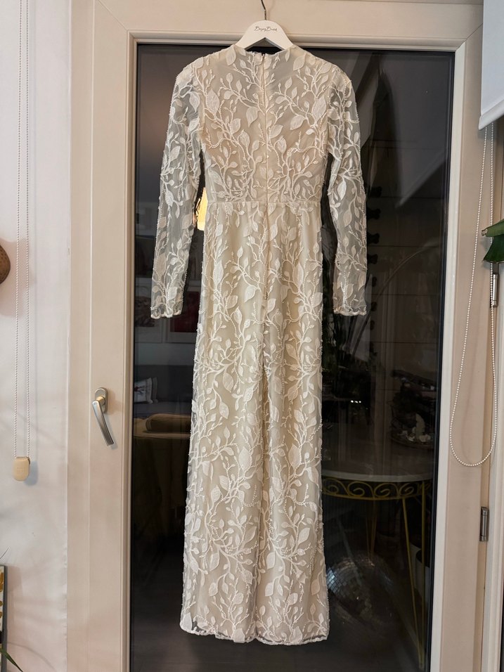 Zeynep Erdoğan imzalı Dantel Gelinlik Tulum - tamame el işlemesi - Görsel 3