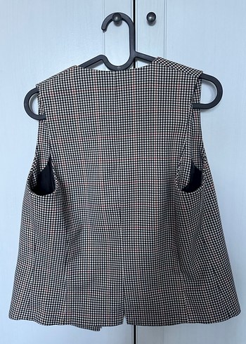 Kadın Kahverengi Ekose Düğmeli Yelek - Görsel 2