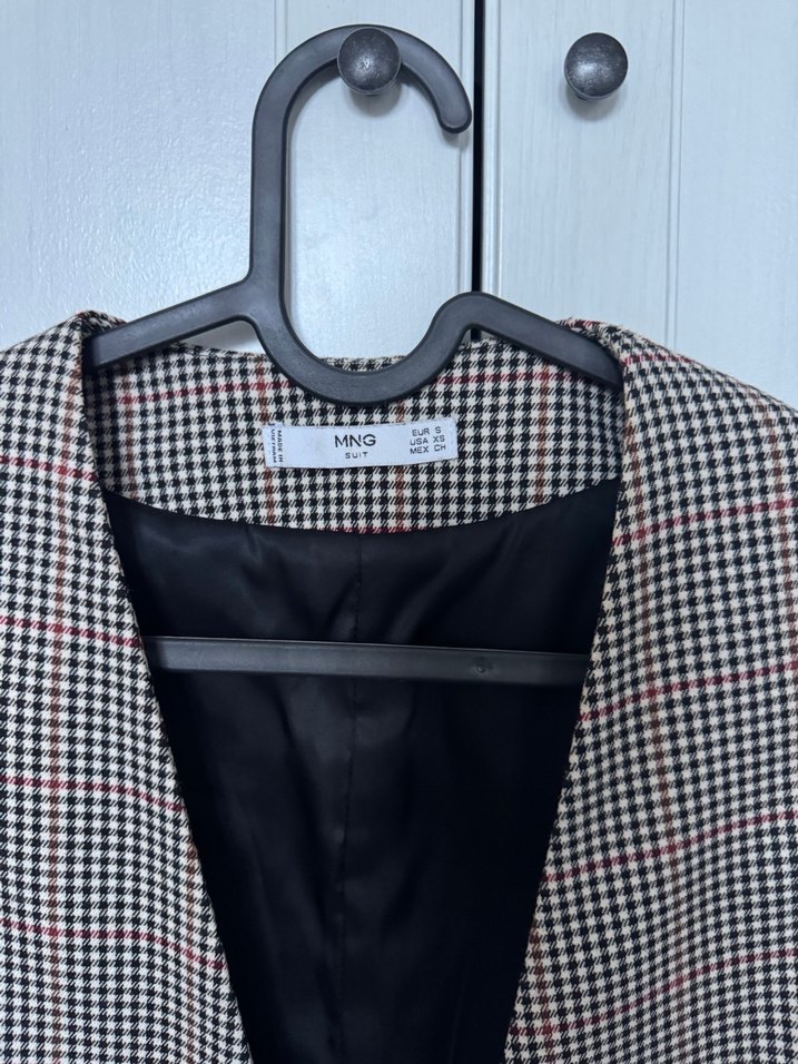 Kadın Kahverengi Ekose Düğmeli Yelek - Görsel 3