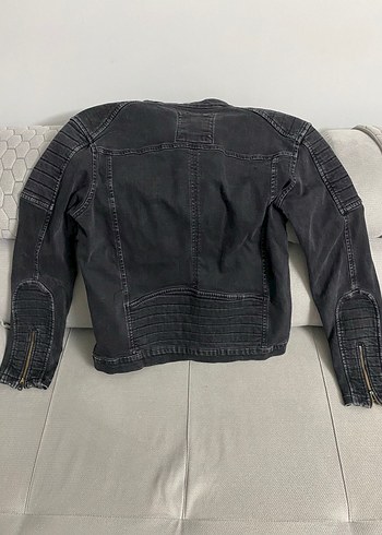 Gri Fermuarlı Biker Denim Jean - Görsel 4