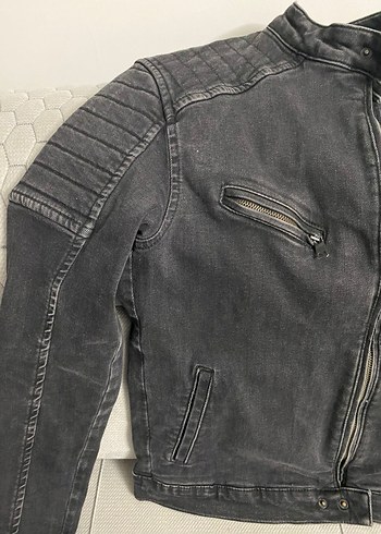 Gri Fermuarlı Biker Denim Jean - Görsel 3