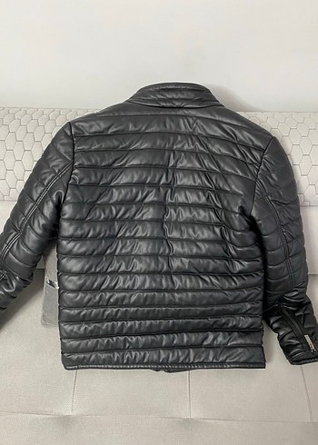 Erkek Siyah Deri Biker Ceket Colins - Görsel 3