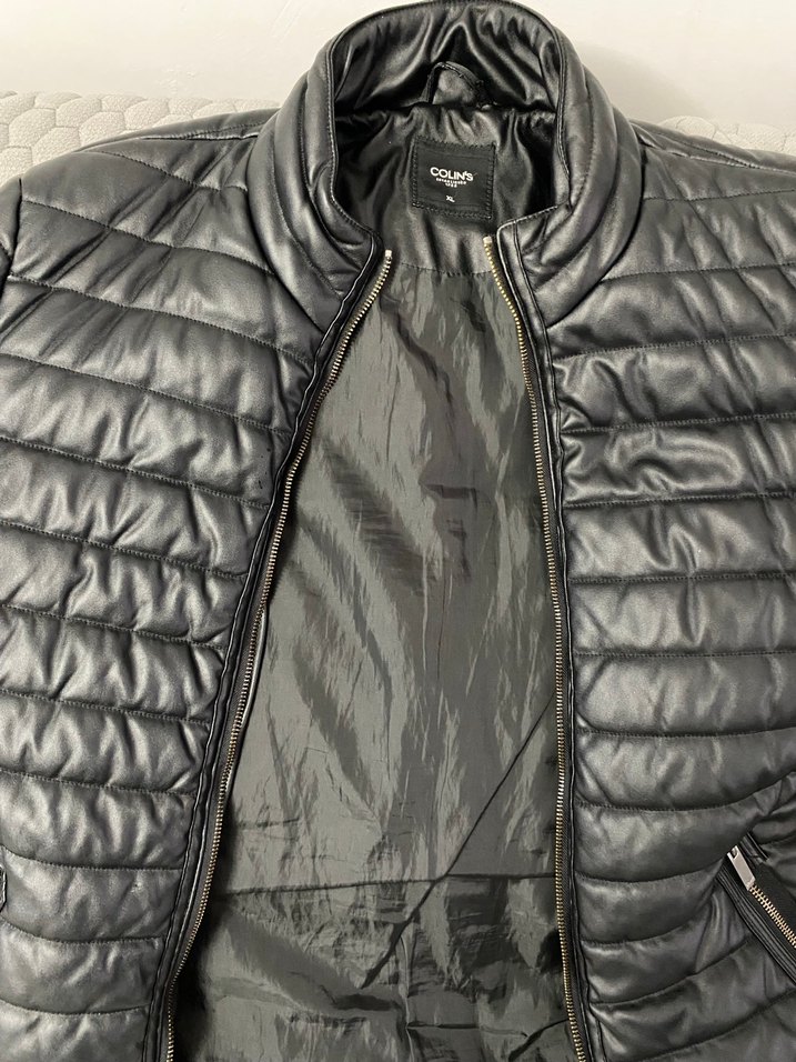 Erkek Siyah Deri Biker Ceket Colins - Görsel 2