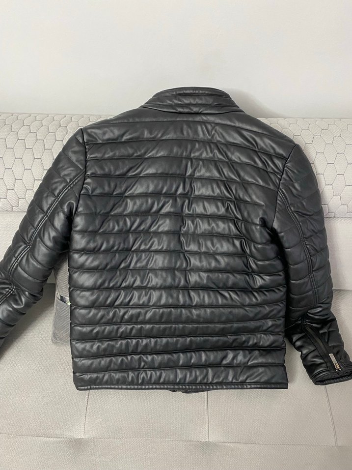 Erkek Siyah Deri Biker Ceket Colins - Görsel 3