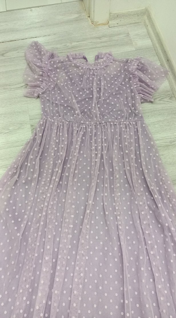 Mor Puantiyeli Uzun Bohem Elbise - Görsel 2