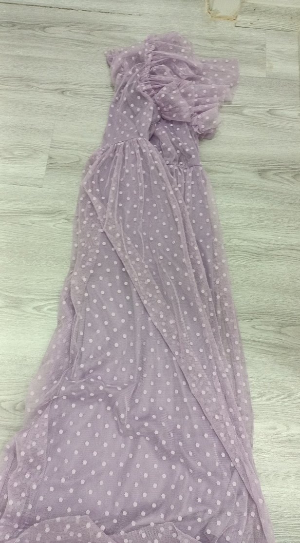 Mor Puantiyeli Uzun Bohem Elbise - Görsel 3