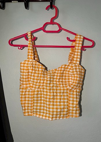 Kareli Kısa Kolsuz Crop Top - Görsel 2