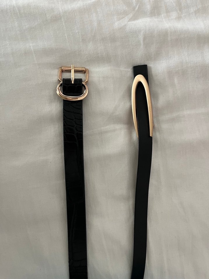 Siyah 2li Deri Kadın Kemer Tokalı - Görsel 2