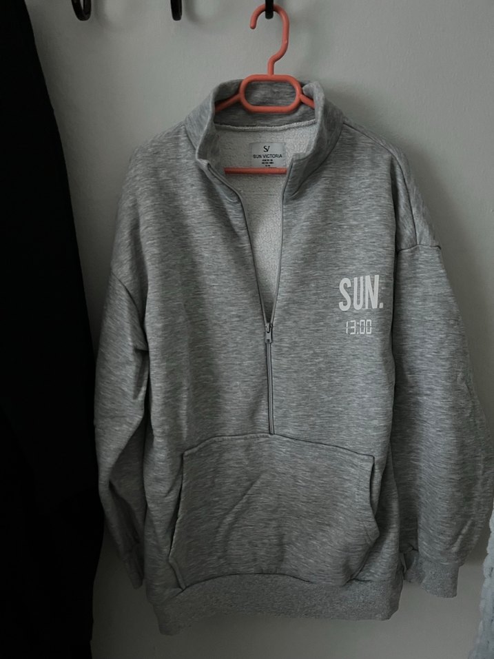 Gri Fermuarlı Sweatshirt - Görsel 2