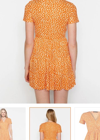 Turuncu Puantiyeli Midi Elbise - Görsel 2