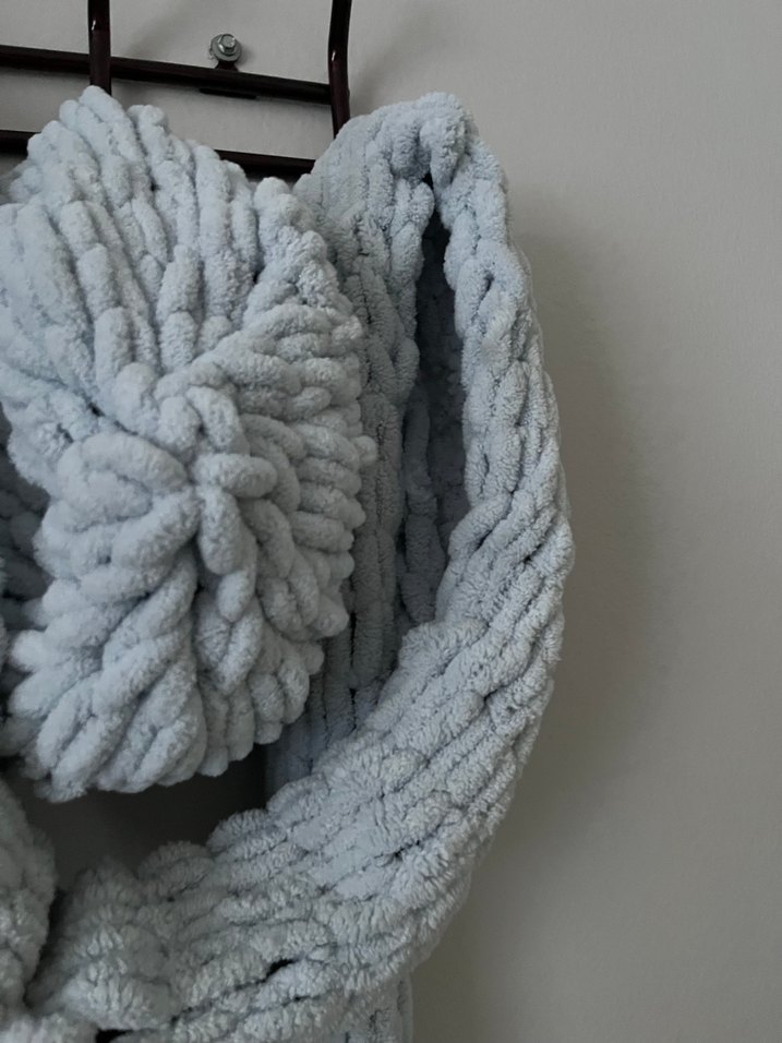 Açık mavi Örgü Kadın atkı ve bere - Görsel 3