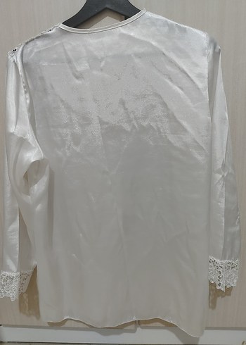 Kadın Saten Pijama Üstü-Dantelli-S beden - Görsel 2