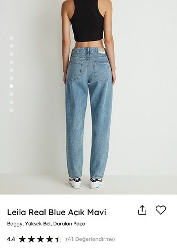 Leila Real Blue Açık Mavi Yüksek Bel Baggy Jean - Görsel 3