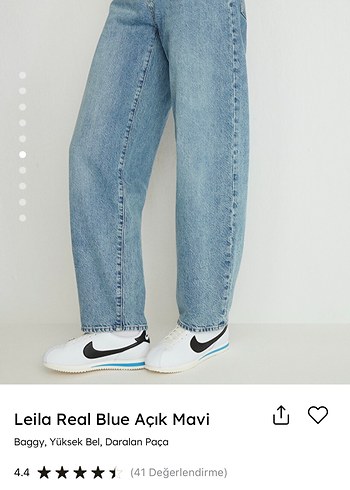 Leila Real Blue Açık Mavi Yüksek Bel Baggy Jean - Görsel 2