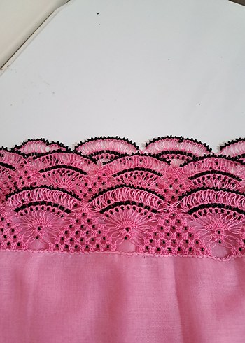 Dantel Detaylı Pembe Kadın Başörtüsü Eşarp - Görsel 2