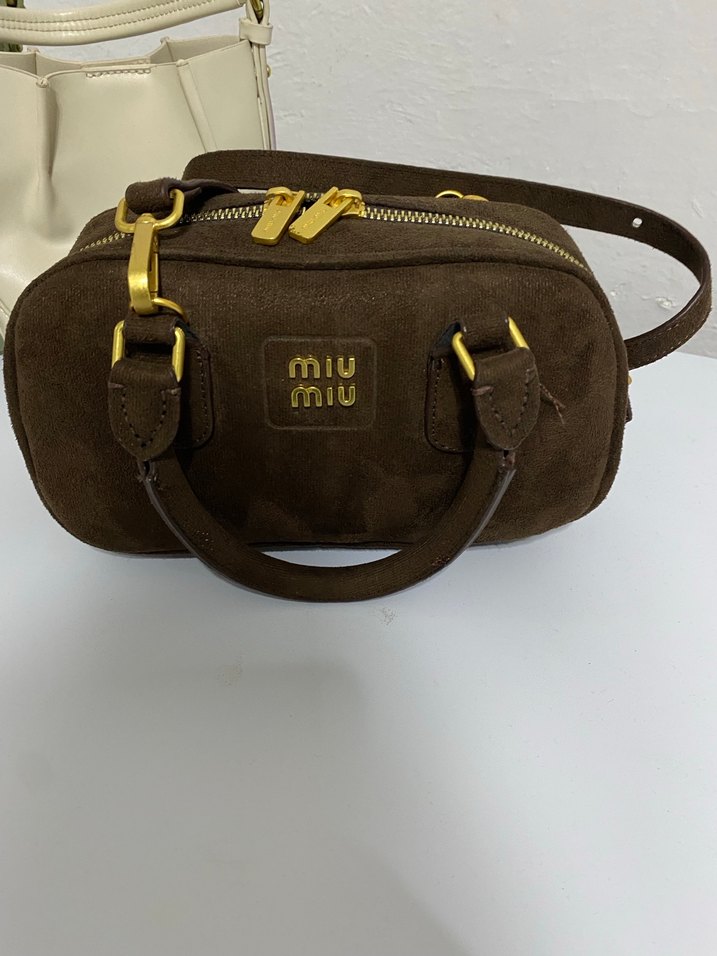 Kadın Kahverengi Süet Fermuarlı Çanta miu miu - Görsel 2