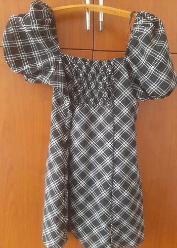 H&M Siyah Ekoseli Midi Kadın Elbise - Görsel 4