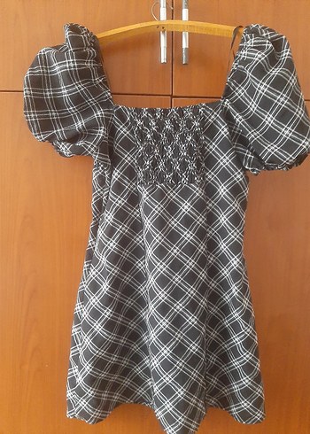 H&M Siyah Ekoseli Midi Kadın Elbise - Görsel 3