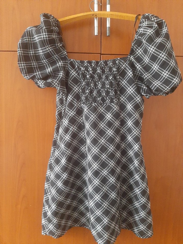 H&M Siyah Ekoseli Midi Kadın Elbise - Görsel 3